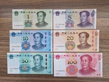 China Banknoten Set - 1, 5, 10, 20, 50, 100 Yuan (2005, 2015, 2019) UNC