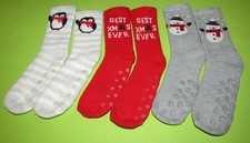 Baby ABS Anti Rutsch Socken Gummierte Stopper 3 Paar Weihnachtssocken NEU