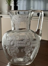 Antiker Kristallglas-Krug mit Pantografie Dekor, um 1900, hochwertig verarbeitet