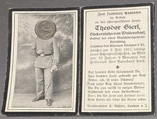 Sterbebild Totenzettel WK1 WW1