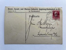 Postkarte Reklame 1919 Augsburg Bayerische Syenit Marmor Industrie Nordendorf