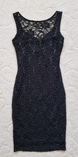 LIPSY Lodon - Elegantes Kleid Abendkleid Spitze Pailletten - Gr. 32/34 schwarz