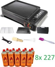 2in1 Campingkocher Gaskocher +8 gas 227g Camping Gasgrill Grillplatte Tischgrill