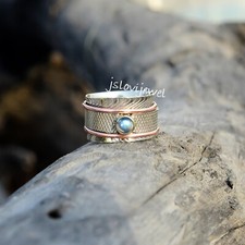 Labradorit Edelstein 925 Sterling Silber Spinner Ring Neu eingetroffen Schmuck