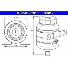 1x Ausgleichsbehälter, Bremsflüssigkeit ATE 03.3508-0281.3 passend für