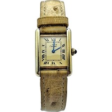 Uhr must de Cartier Vermeil Tank Quarz 925 Silber vergoldet Ref: 5057001