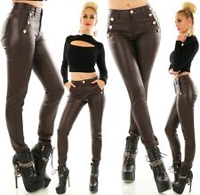 Damen Jeans Hose Kunstleder
