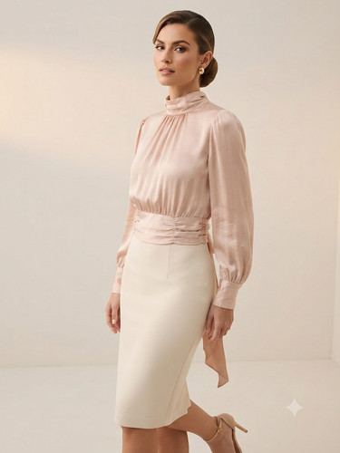 Elegante satin bluse - elegante, satin‑bluse