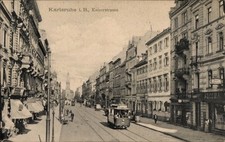 Ak Karlsruhe in Baden, Kaiserstraße, Straßenbahn - 11453761