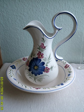 Waschkrug mit Schale Keramik Blumenmotiv