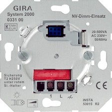 Gira 0331 00 System 2000 NV-Dimmeinsatz (Tastdimmer) 20-500 VA 033100 + Aufsatz