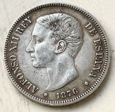 5 Pesetas 1876 Spanien Alfonso