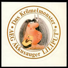 Werbe Aufkleber - AEG Liliput Akkusauger Krümelmonster - 11x11cm - Vintage 80er