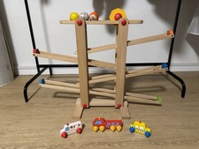 Holz Kugelbahn 7 mobile Teile Buchenholz Murmelbahn ab 1 Jahr Motorikspielzeug