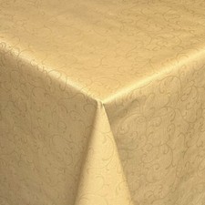 Damast Wachstuch Tischdecke eckig rund oval floral geprägt gold 03038-10
