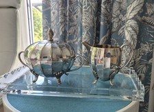 (K5) Hübsches Hutschenreuther Milch & Zuckerdose Set Alp. Silber Vintage