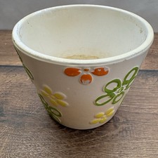 Retro Blumentopf Keramik bunt Blumenmuster 70er