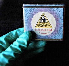 uralt BATSCHARI Zigaretten Blechdose ABC RADIUM