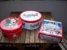 3 Weihnachtsblechdosen/Keksdosen/Plätzchendosen-1 mit Werbung-versch. Größen