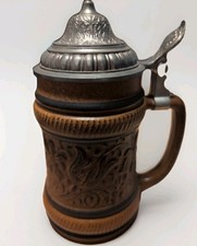 Original BMF Bierseidel Bierkrug mir Zinndeckel Relief Krug