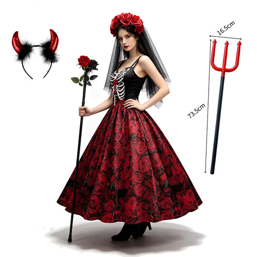 Damen gothic kleid skelett - gothic,