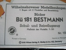 Bücker Bü 181 Bestmann Flugzeug Wilhelmshavener Modellbaubogen Kartonmodel