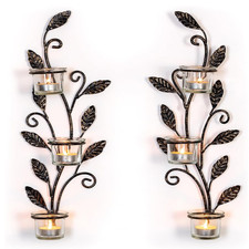 Wandkerzenhalter Metall Blatt