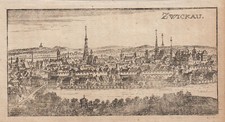 Zwickau Gesamtansicht Original Kupferstich Riegel 1687