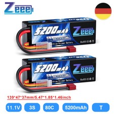 2X Zeee 3S Lipo Akku Batteries T 11,1V 5200mAh 80C Hardcase für RC Auto Boat