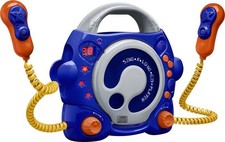 Kinder Karaoke CD Player Blau Musik CD Spieler mit 2x Mikrofon - Bigben CD47BL