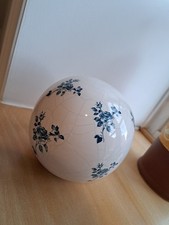 Dekokugel Porzellan, Shabby, Weiß Blau, Rosen, Neu, 14cm Durchmesser