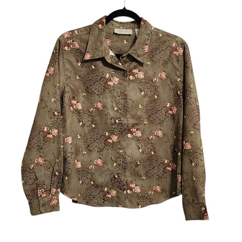 Vintage button top - button, green