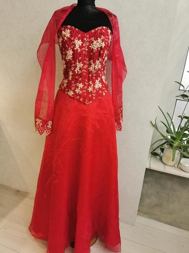 Women dress red organza - dress, 46