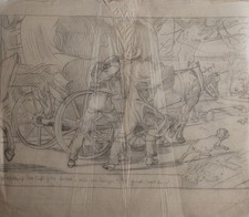 Wilhelm Wohlgemuth Wanderer Ochsengespann Landschaft Kreis Hans von Marées Blei