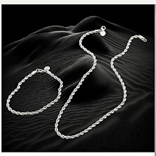 XXL Kordelkette & Armband Set Twist Seil 925 Silber Damen Herren Modeschmuck