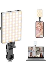 TONEOF Selfie Licht Handy, 60LED Wiederaufladbares Videolicht mit Clip&Zwei