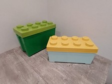 2 x LEGO® Aufbewahrungsbox mit Deckel Stapelbar - Mittel + Klein 8 Noppen