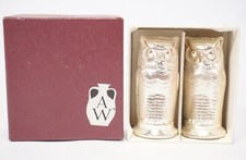 Vintage August Warnecke Salz- und Pfefferstreuer figürlich Eulenpaar Metall