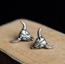 I13 Ohrring Ohrstecker Ziegenkopf Ziege Schädel Silber 925 