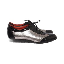 Vabeene, Derby Schnürer, Größe: 39 1/2, Schwarz/Silber, Damen #Yqr