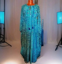 Maxikleid türkis - blau aus indischem (Seiden) Sari ? Gr. S (36/38)  ??