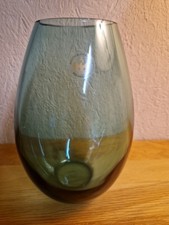 Holmegaard Cocoon Designer Glasvase, Künstler Peter Svarrer,mundgeblasen, petrol