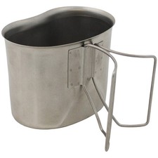 US Army Feldflaschenbecher Edelstahl  m. Klappgriffen Camping Becher Drahtgriffe