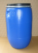 120 Liter Deckelfass Regentonne Fass Tonne Kunststofffass blau gebraucht.