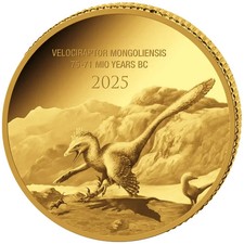 Goldmünze Velociraptor