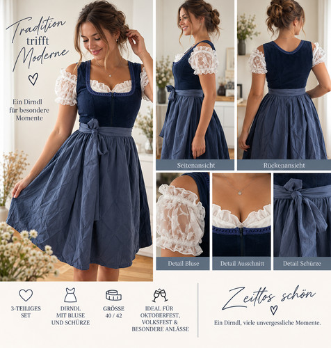 Tlg samt dirndl dunkelblau - dirndl,