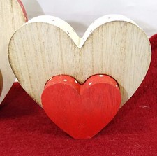 Doppel-Holz-Herz*natur/rot/creme Auswahl*Landhaus*Dekoherz zum stellen
