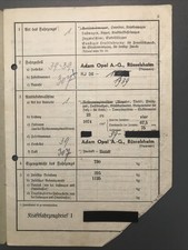 GM Opel Kadett KJ 38 1.1 23 PS 1939 Fahrzeugbrief Brief Papiere Dokumente Heft