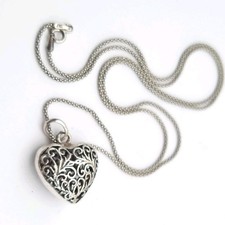 Silber Puffy Herz Anhänger