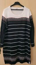 Strickkleid Gr. 50, Schwarz gestreift Muster am Hals&Saum, Kangaroos, Ungetragen